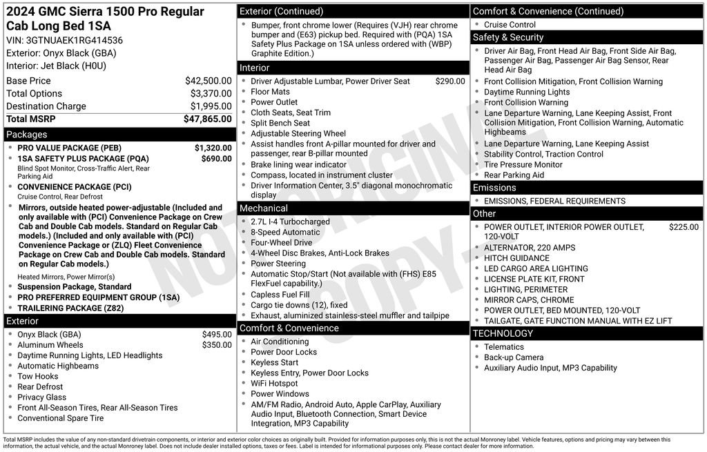 New 2024 GMC Sierra 1500 Pro w/ Pro Value Package image 2