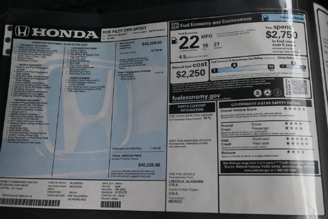 New 2026 Honda Pilot Sport image 26