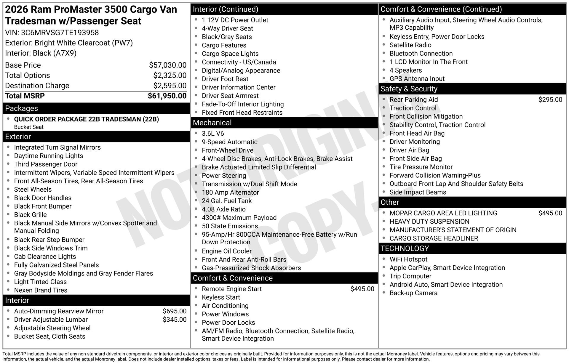 New 2026 RAM ProMaster 3500 FWD image 28