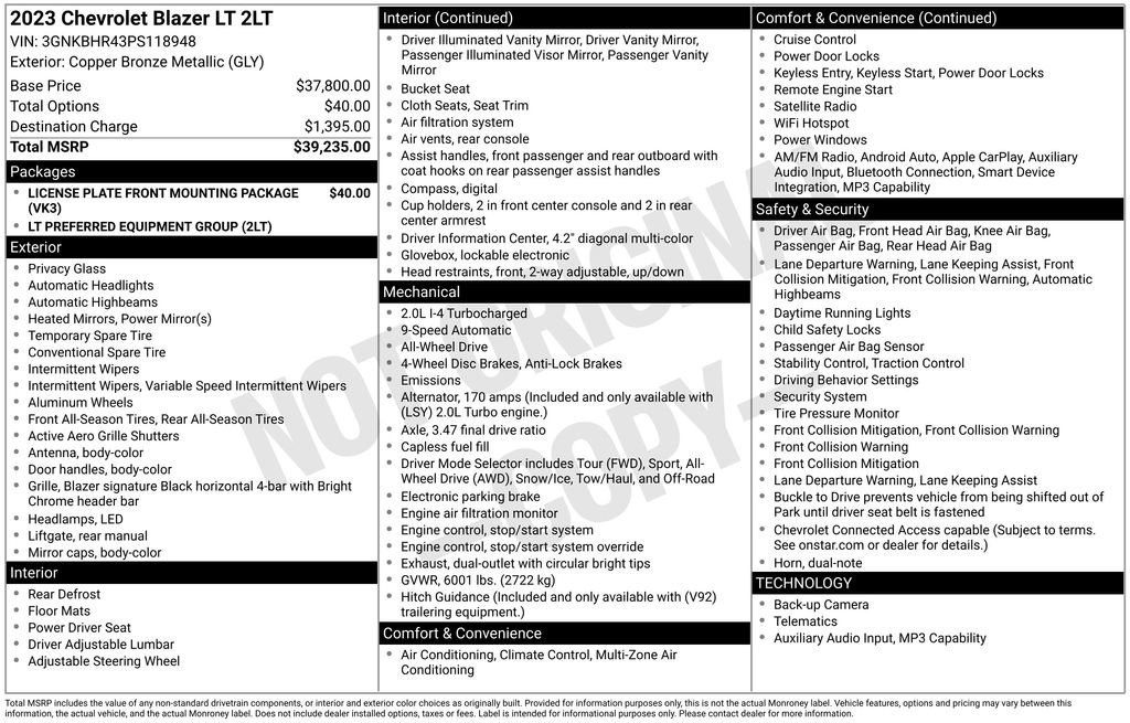 Certified 2023 Chevrolet Blazer LT AWD/4WD image 42