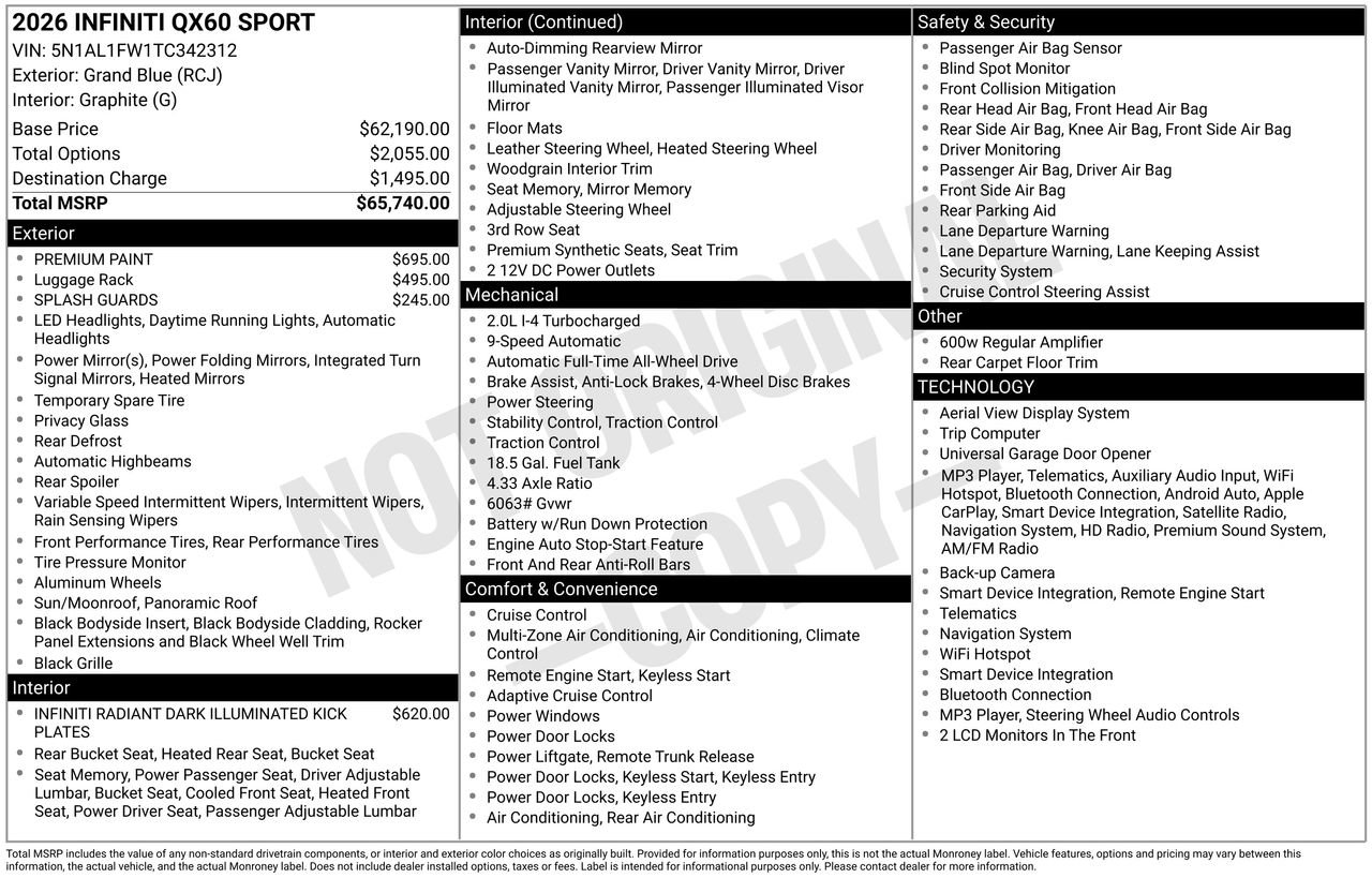 Certified 2026 INFINITI QX60 Sport AWD/4WD image 35