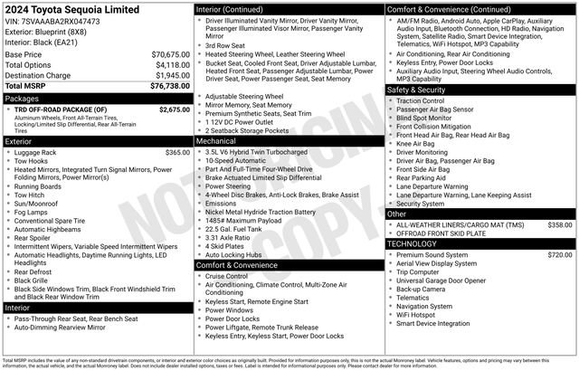 Used 2024 Toyota Sequoia Limited w/ TRD Off-Road Package AWD/4WD image 38