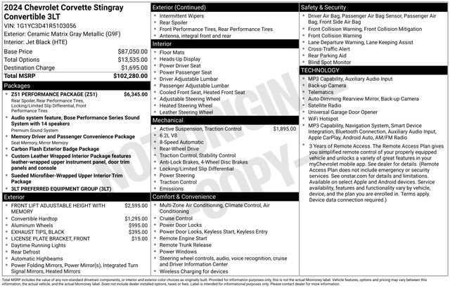 Used 2024 Chevrolet Corvette Stingray Premium Conv w/ Z51 Performance Package RWD image 10