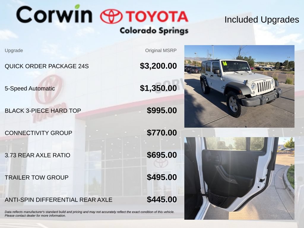 Used 2016 Jeep Wrangler Unlimited Sport w/ Quick Order Package 24S AWD/4WD image 4