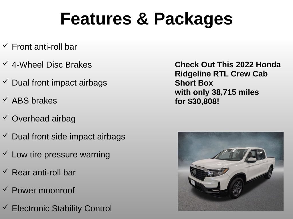 Certified 2022 Honda Ridgeline RTL image 16