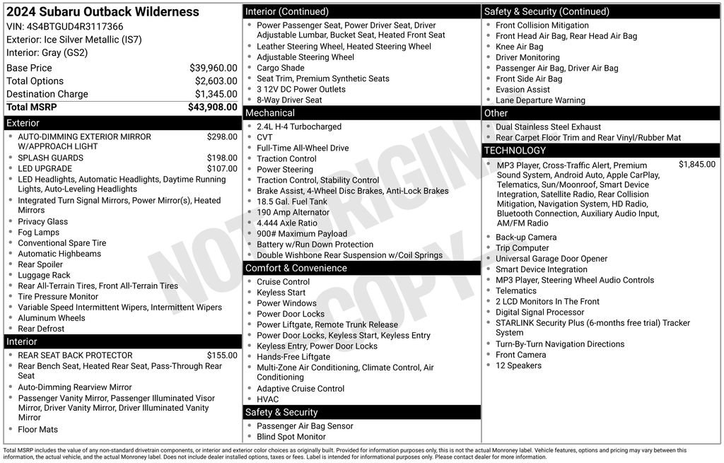 Used 2024 Subaru Outback Wilderness AWD/4WD image 54