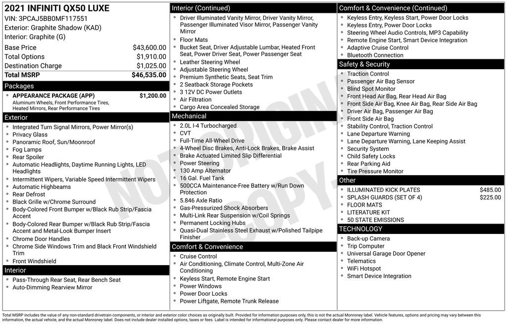 Used 2021 INFINITI QX50 Luxe w/ Appearance Package image 38