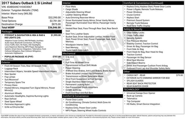Used 2017 Subaru Outback 2.5i Limited image 32