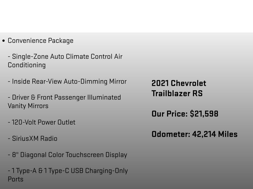 Used 2021 Chevrolet TrailBlazer RS w/ Technology Package image 12