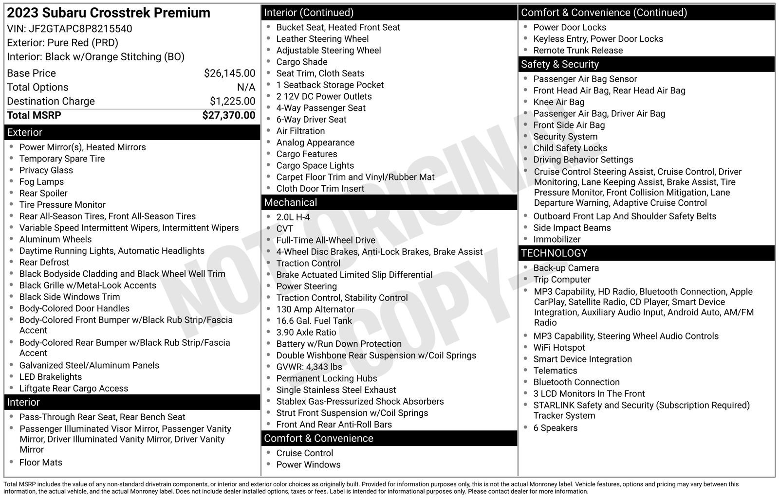 Certified 2023 Subaru Crosstrek 2.0i Premium AWD/4WD image 14