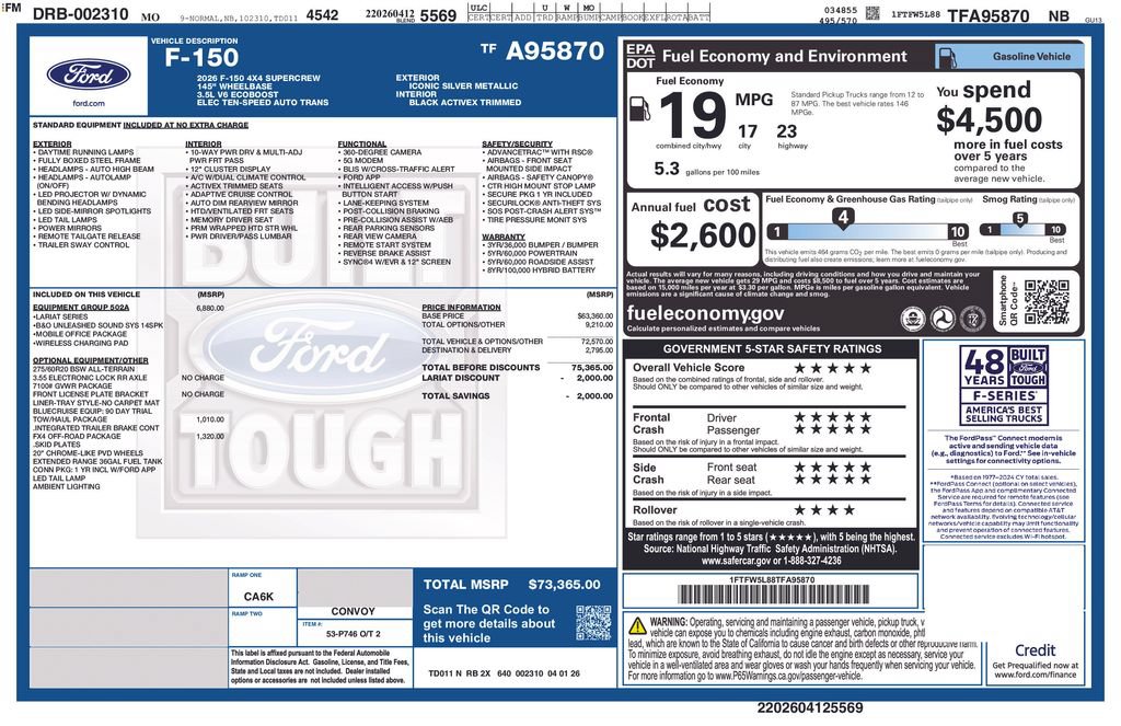 New 2026 Ford F150 Lariat w/ Equipment Group 502A High AWD/4WD image 56