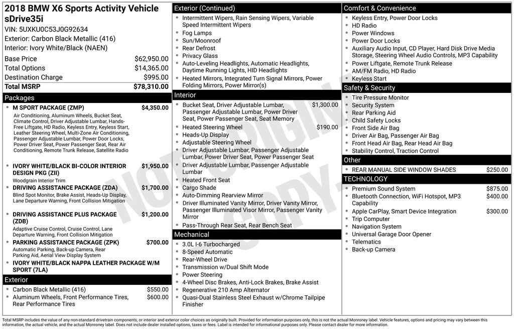Used 2018 BMW X6 sDrive35i w/ M Sport Package image 44