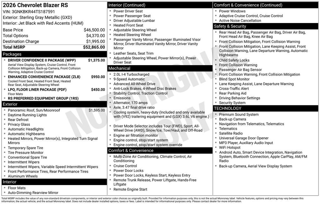 New 2026 Chevrolet Blazer RS w/ Driver Confidence II Package AWD/4WD image 5