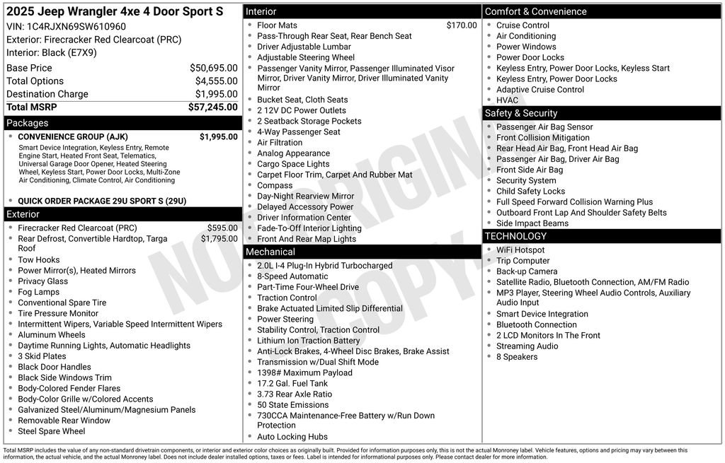 Used 2025 Jeep Wrangler Unlimited Sport S 4xe w/ Convenience Group AWD/4WD image 7