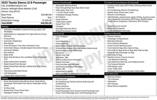 Used 2025 Toyota Sienna LE image 45