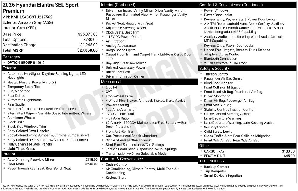 New 2026 Hyundai Elantra SEL Sport Premium FWD image 6