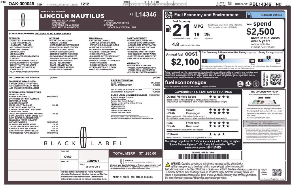 Certified 2023 Lincoln Nautilus Black Label w/ Class II Trailer Tow Package AWD/4WD image 36