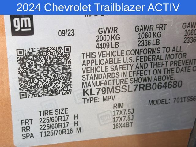 Used 2024 Chevrolet TrailBlazer ACTIV w/ Convenience Package AWD/4WD image 23