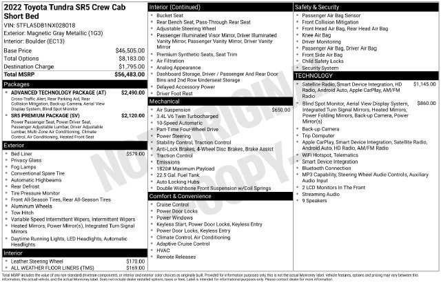 Used 2022 Toyota Tundra SR5 w/ Advanced Technology Package AWD/4WD image 32