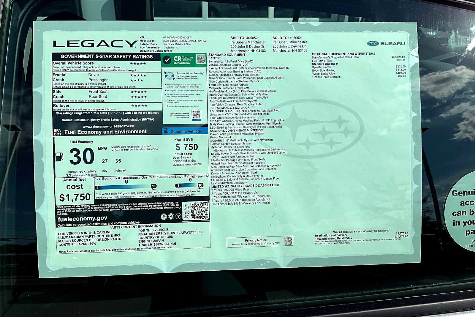 New 2025 Subaru Legacy Limited image 19