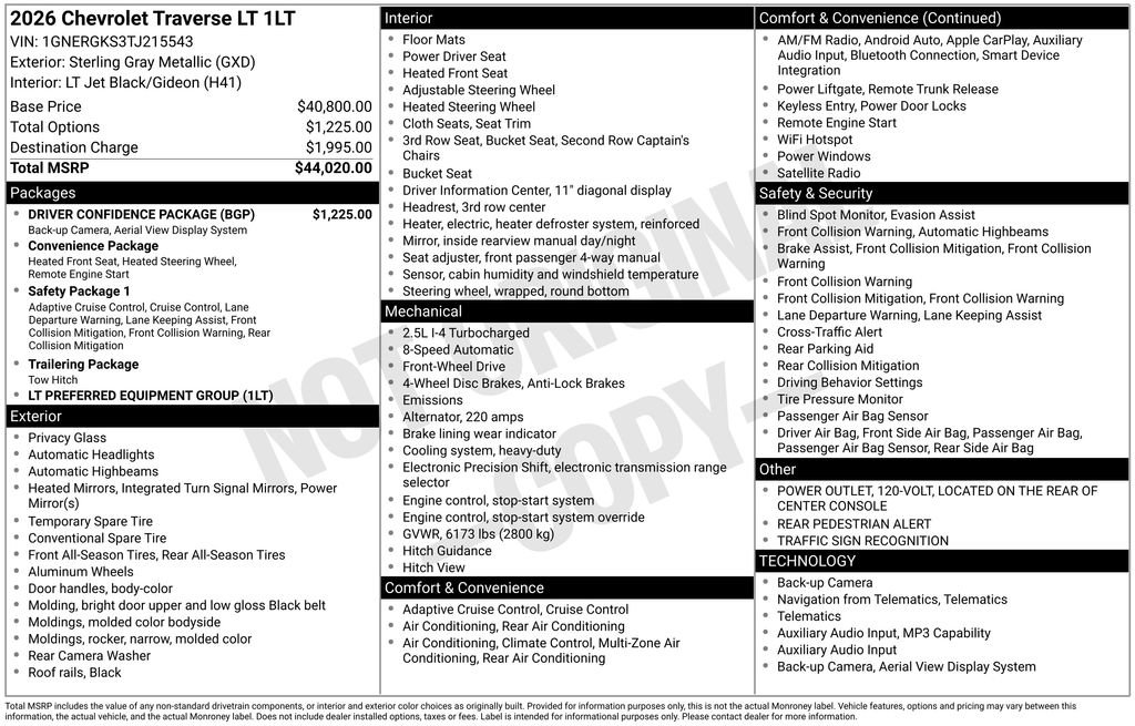 Used 2026 Chevrolet Traverse LT w/ Driver Confidence Package image 36