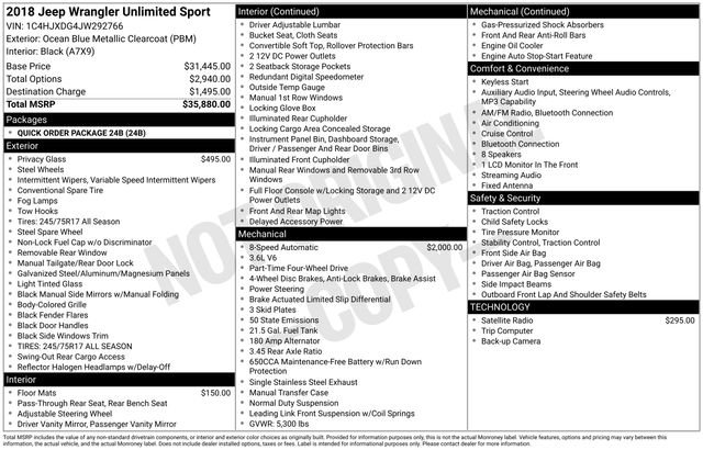 Used 2018 Jeep Wrangler Unlimited Sport AWD/4WD image 2