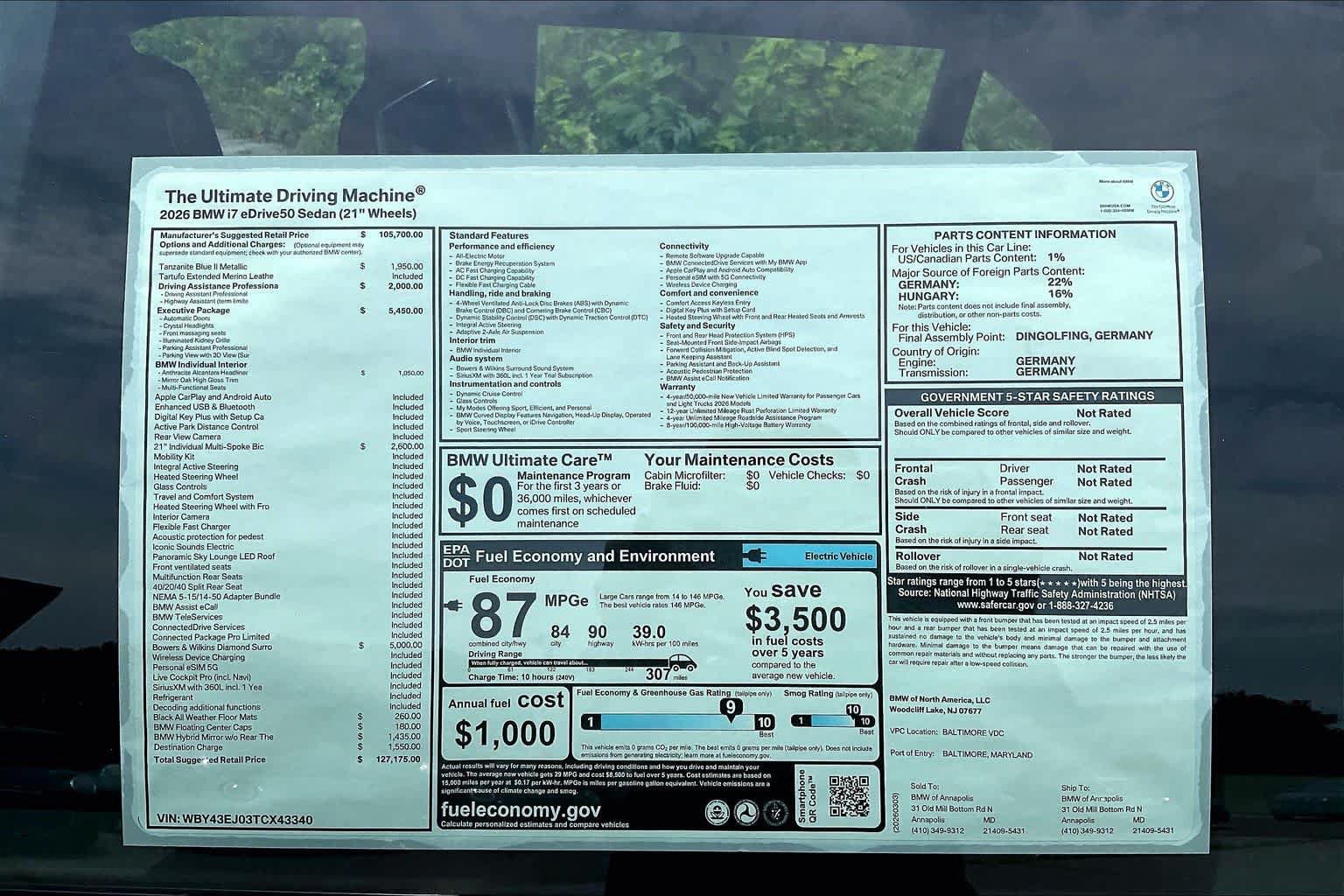 New 2026 BMW i7 eDrive50 w/ Executive Package RWD image 19