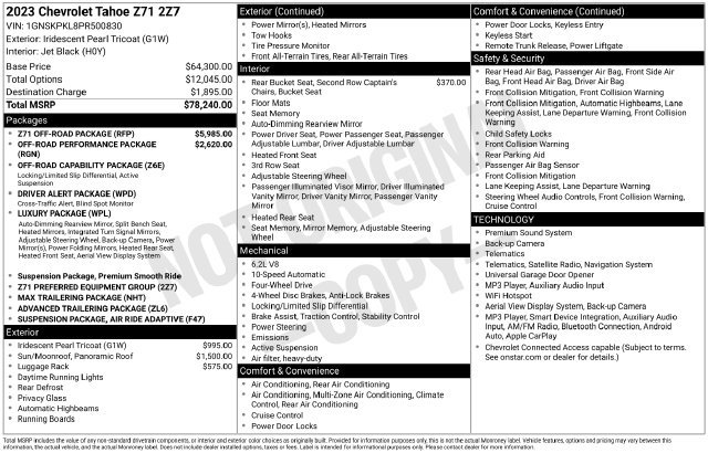 Certified 2023 Chevrolet Tahoe Z71 w/ Z71 Off-Road Package AWD/4WD image 6