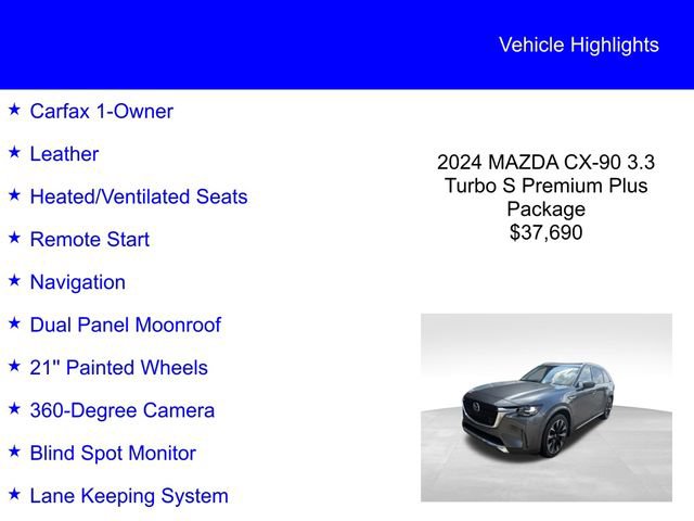Used 2024 MAZDA CX-90 3.3 Turbo S w/ Premium Plus AWD/4WD image 2