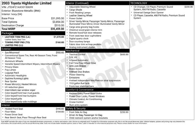 Used 2003 Toyota Highlander Limited w/ Leather Trim Pkg AWD/4WD image 23