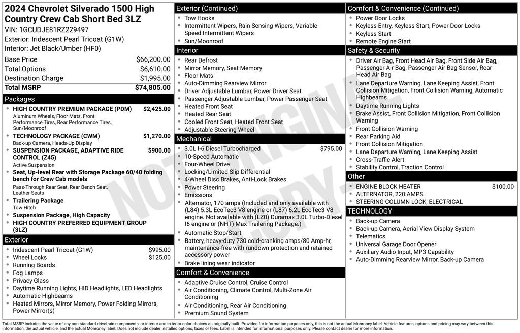Used 2024 Chevrolet Silverado 1500 High Country w/ High Country Premium Package AWD/4WD image 39