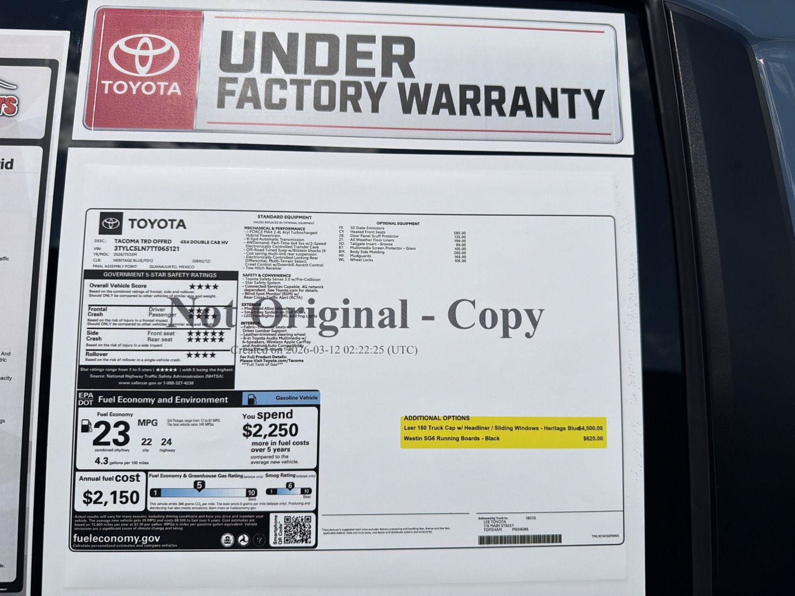 Used 2026 Toyota Tacoma TRD Off-Road AWD/4WD image 9