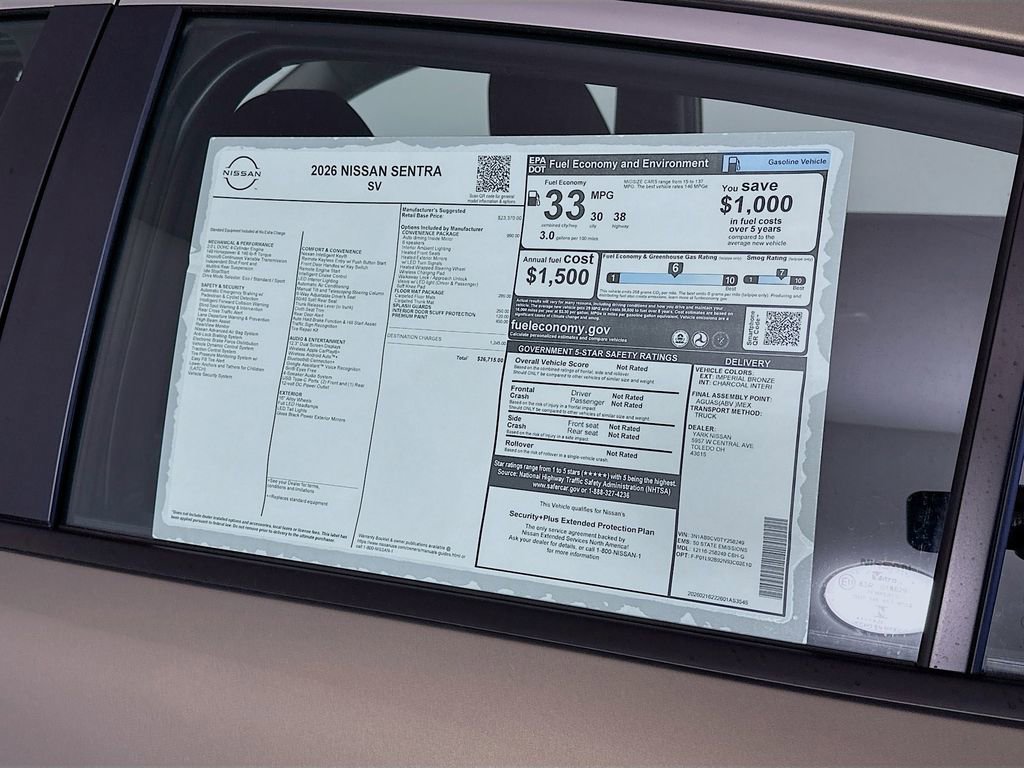 New 2026 Nissan Sentra SV w/ SV Convenience Package image 13