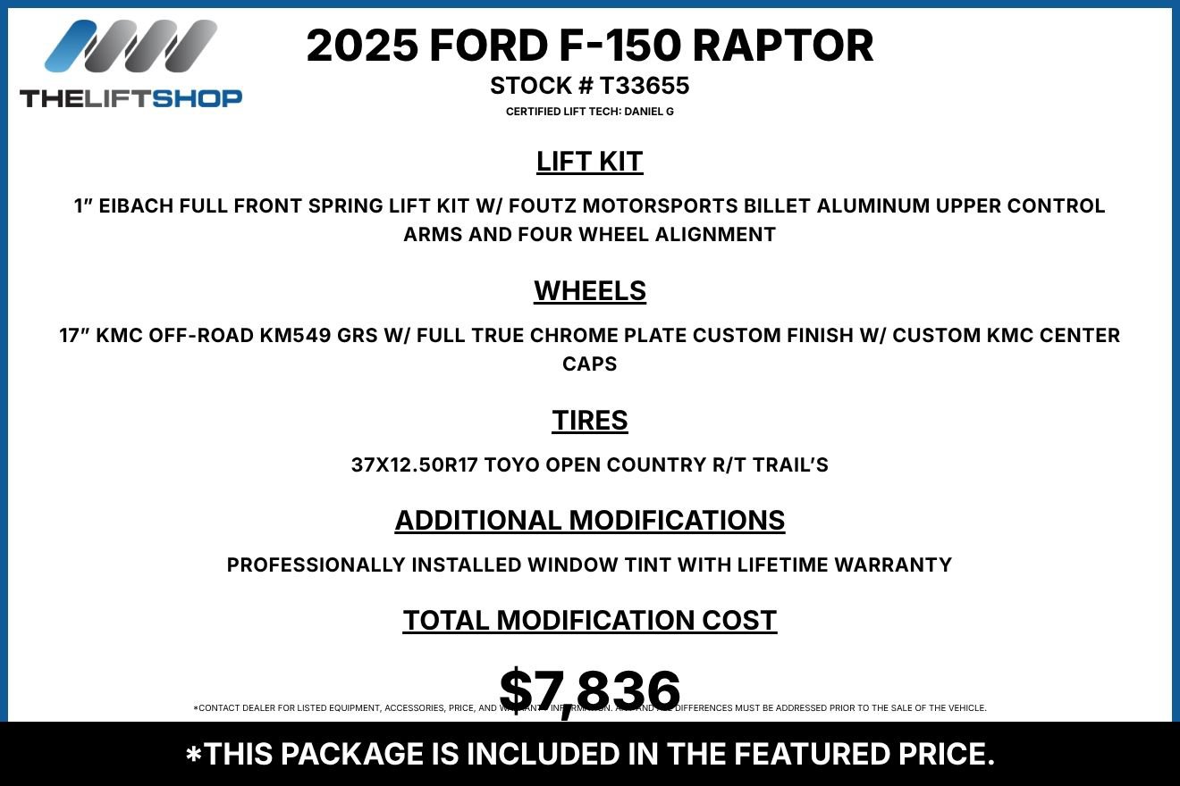 Used 2025 Ford F150 Raptor w/ Equipment Group 803A Raptor R AWD/4WD image 2