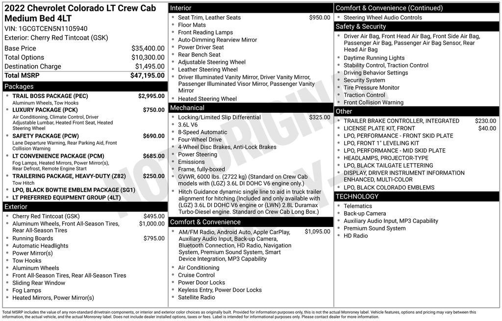 Certified 2022 Chevrolet Colorado LT w/ Trail Boss Package AWD/4WD image 2