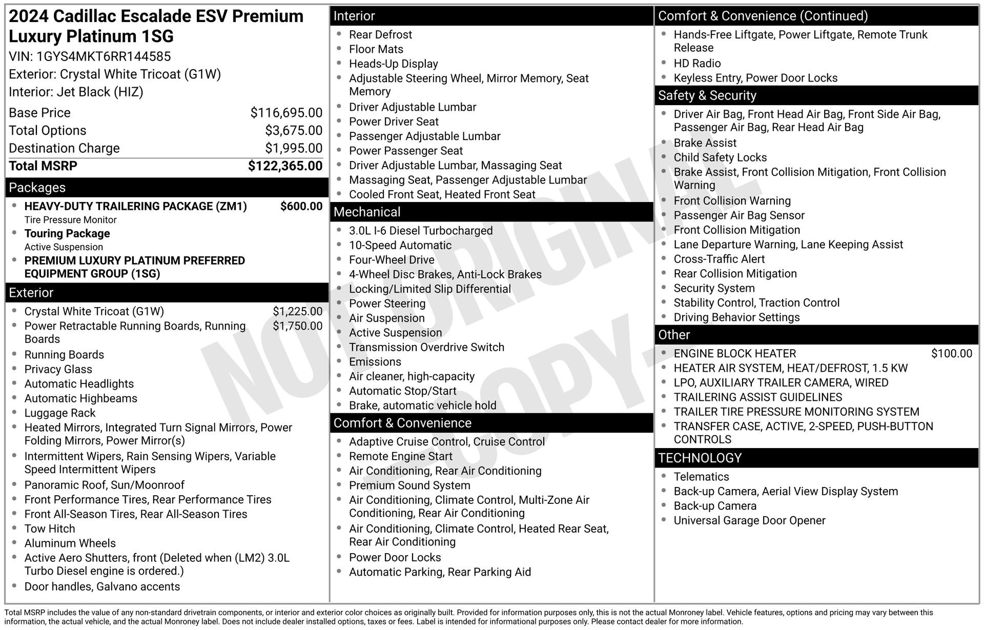 Used 2024 Cadillac Escalade ESV Premium Luxury Platinum w/ Heavy-Duty Trailer Package image 15