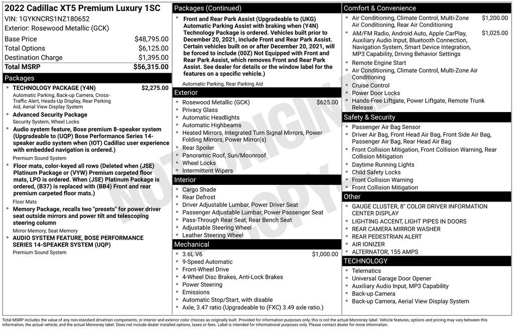 Used 2022 Cadillac XT5 Premium Luxury w/ Technology Package FWD image 7