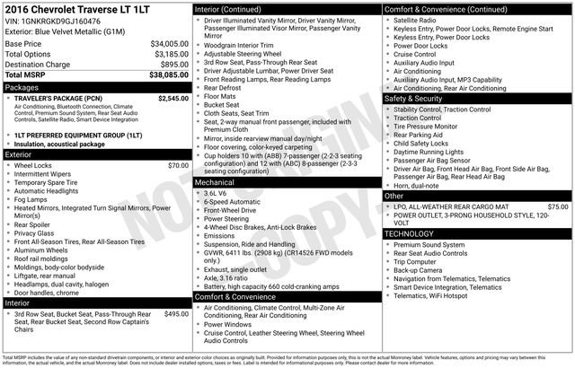 Used 2016 Chevrolet Traverse LT w/ Traveler's Package image 6