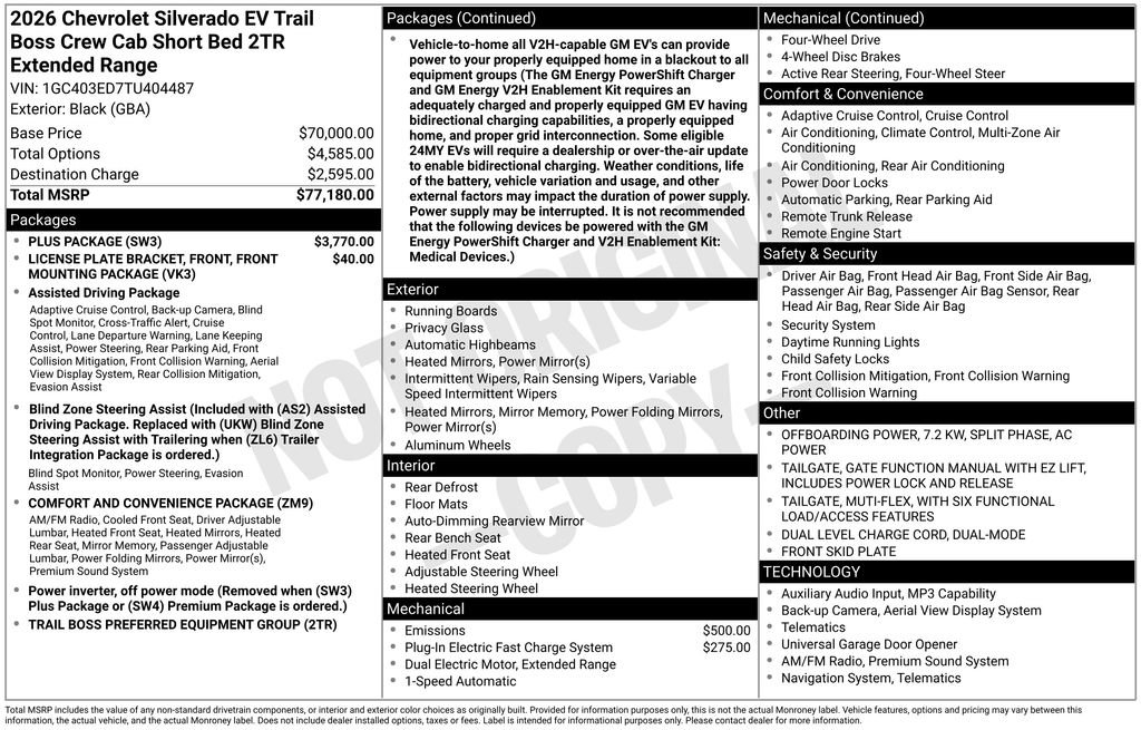 Used 2026 Chevrolet Silverado EV Trail Boss w/ Plus Package AWD/4WD image 5