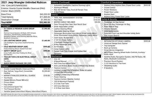 Certified 2021 Jeep Wrangler Unlimited Rubicon AWD/4WD image 9
