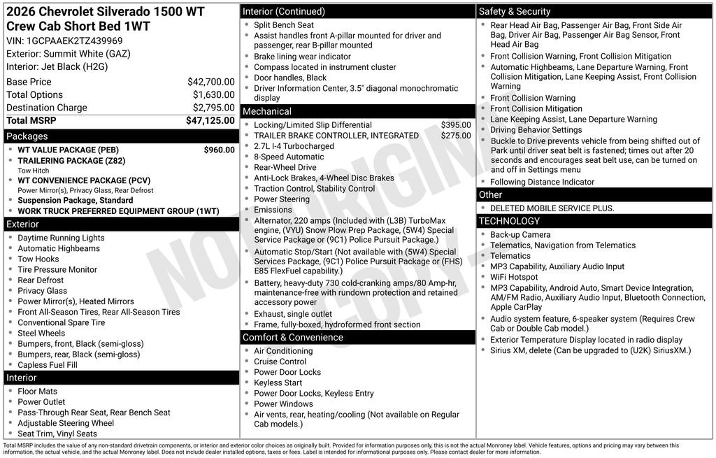 New 2026 Chevrolet Silverado 1500 W/T w/ WT Value Package RWD image 34