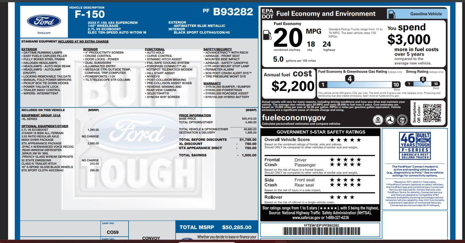 Certified 2023 Ford F150 XL w/ STX Appearance Package AWD/4WD image 5
