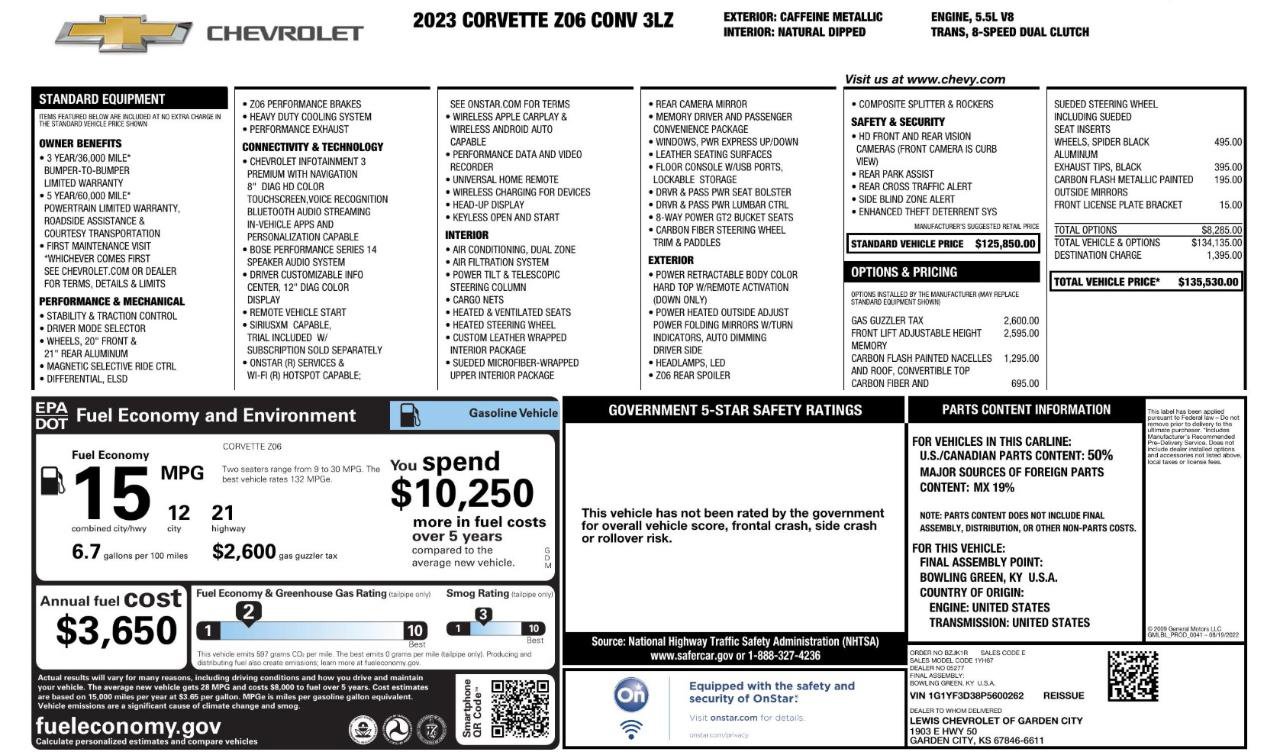 Used 2023 Chevrolet Corvette Z06 image 5