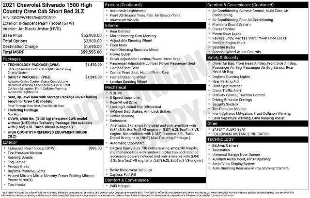 Used 2021 Chevrolet Silverado 1500 High Country w/ Technology Package RWD image 5