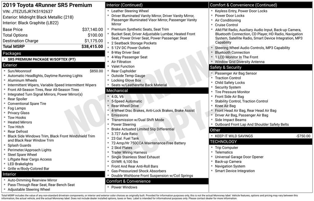 Used 2019 Toyota 4Runner SR5 Premium RWD image 19