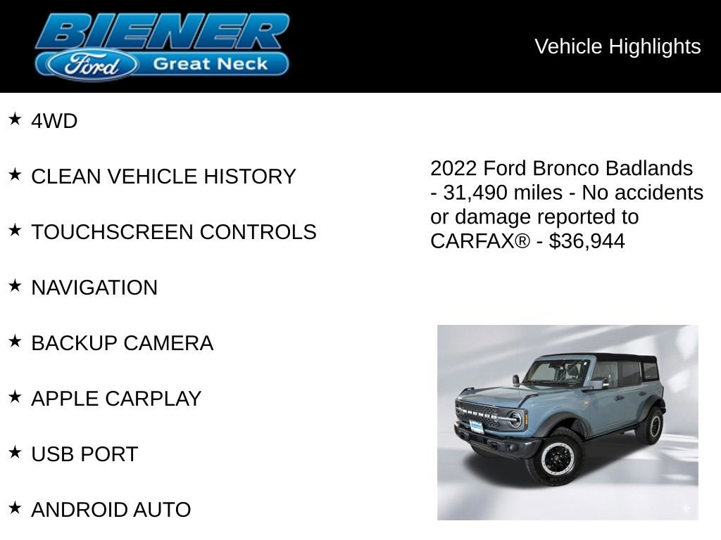 Certified 2022 Ford Bronco Badlands w/ Sasquatch Package image 9