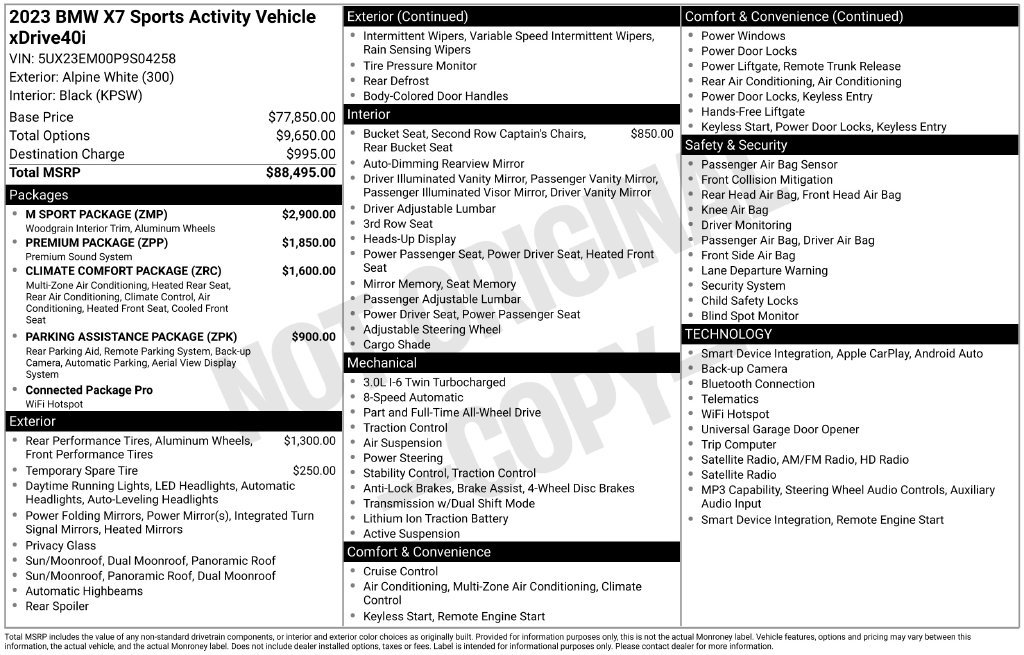 Used 2023 BMW X7 xDrive40i w/ M Sport Package AWD/4WD image 5