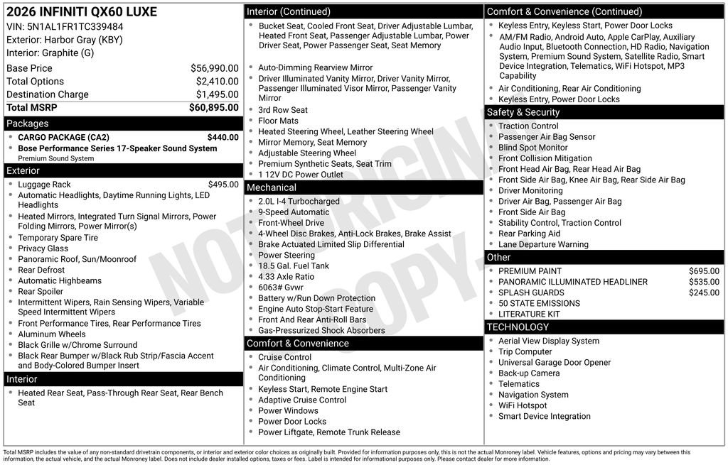 Used 2026 INFINITI QX60 Luxe w/ Cargo Package image 36