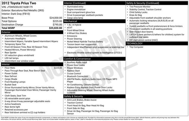 Used 2012 Toyota Prius Two image 12