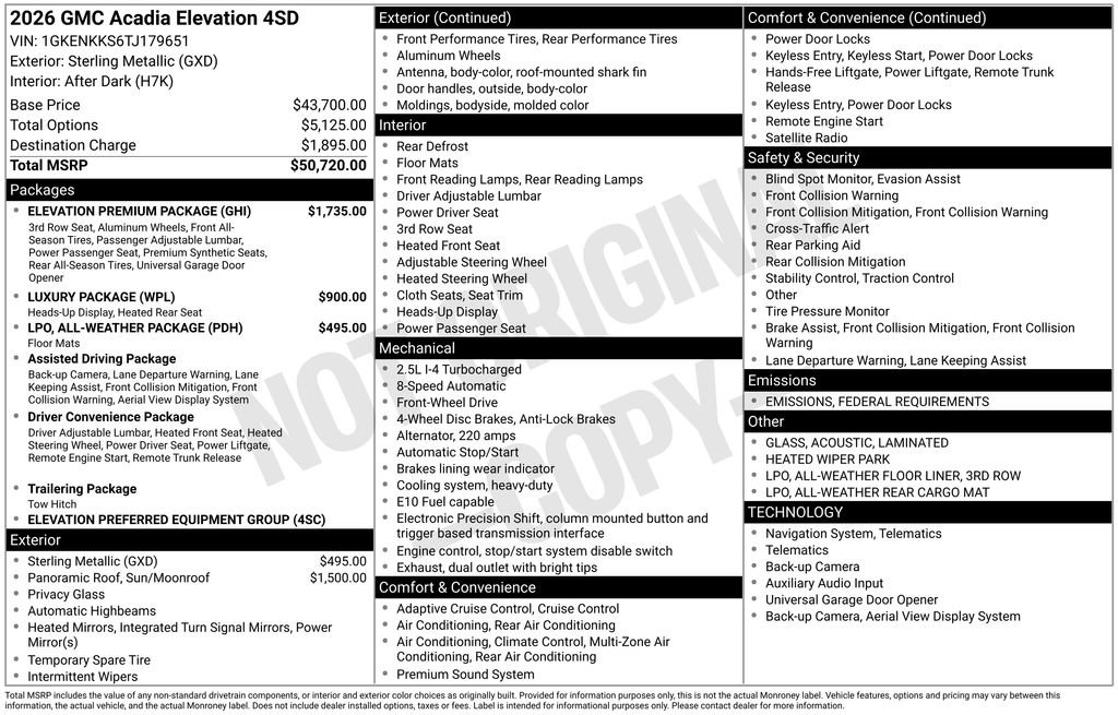 New 2026 GMC Acadia Elevation w/ Elevation Premium Package image 4